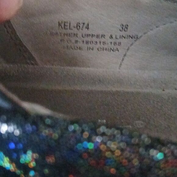 Alegria Kel-674 Black Leather Glitter Clogs Sz 38 EUC - Picture 7 of 8